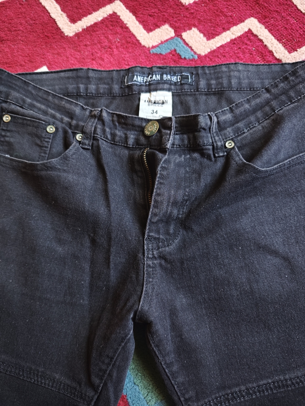 American Breed Slim Straight Jeans for Men — Black, Size 34